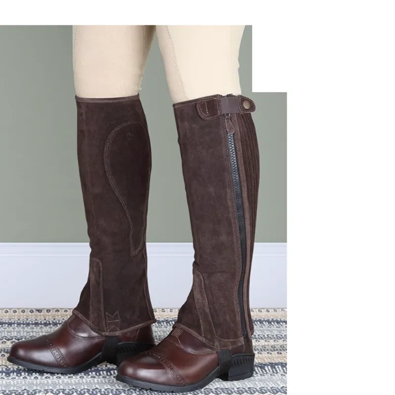 Shires Adult Suede Half Chaps - Brown 